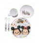 jogo De Refeição Infantil De Melamina Mickey & Minnie Branco Tsum Tsum - Disney 5 peças